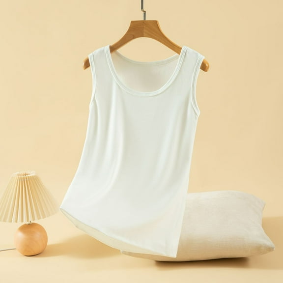 Elvqul Womens Spring Shirts Crewneck Tops Sleeveless Thermal Undershirts Tank Tops Fashion Shirts for Women White