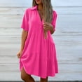 thumbnail image 1 of Elvqul Womens Summer Dresses Pleated Plus Size Midi Gown Red V Neck Solid Rompers for Ladies Formal, 1 of 6