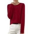 thumbnail image 1 of Vetsdori Womens Sweaters Comfy Wine Pullover Solid Crewneck Holiday Trendy Long Sleeve Sweaters for Women, 1 of 6