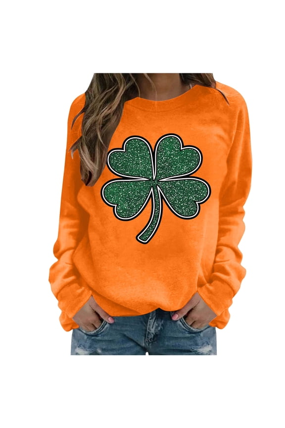 Womens Crew Neck Sweatshirts Graphic Long Sleeve Holiday Pullover Soft Tops for Women No Hood