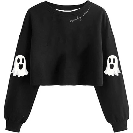 Elvqul Womens Sweatshirts Halloween Pullover Crewneck Halloween Winter Sweatshirts for Women Long Sleeve