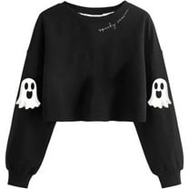 Elvqul Womens Sweatshirts Halloween Pullover Crewneck Halloween Winter Sweatshirts for Women Long Sleeve
