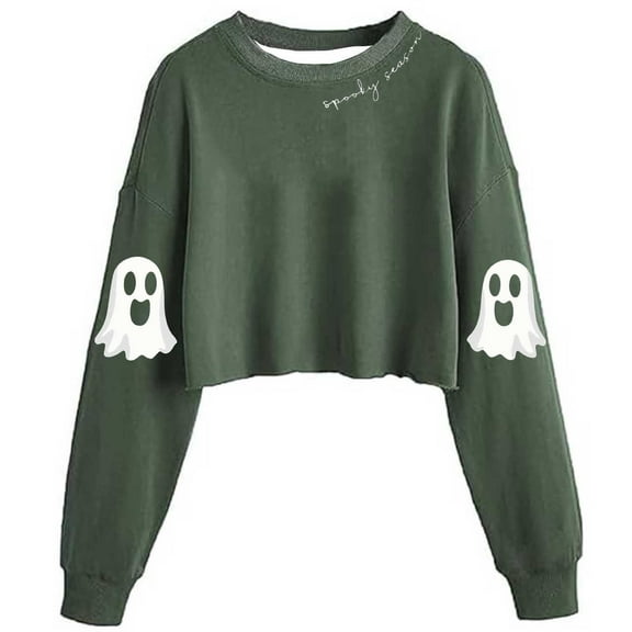 Elvqul Womens Sweatshirts Halloween Pullover Crewneck Long Sleeve Halloween Fall Sweatshirts for Ladies