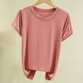 thumbnail image 1 of Elvqul Womens T Shirt Pink Ladies Tops Short Sleeve Fashion Loose Round Neck Tops, 1 of 5