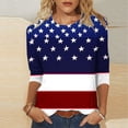 thumbnail image 1 of Elvqul Womens T Shirts Under 5 Red Patriotic Tops Fourth of July American Flag Round Neck Pullover Eagle Independence Shirts for Women 3/4 Sleeve, 1 of 5