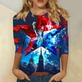 thumbnail image 1 of Elvqul Womens T-Shirts Clearance Under 5 Tops Eagle 4th of July Pullover Crew Neck Patriotic American Flag 3/4 Sleeve Shirts for Ladies, 1 of 5