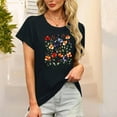 thumbnail image 1 of Elvqul Womens T Shirts Summer Tops Black Fashion Short Sleeve Printed Blouses for Juniors, 1 of 4