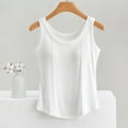 thumbnail image 1 of Elvqul Womens Tank Tops Cotton White Pullover Padded Crew Neck Basic Plain Sleeveless Tops, 1 of 5
