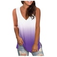 thumbnail image 1 of Elvqul Womens Tank Tops Gradient Print Fashion Pullover Sleeveless Purple V-Neck Ladies Tops, 1 of 4