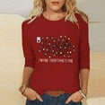 thumbnail image 1 of Elvqul Womens Tops Plus Size Cozy Shirts Christmas Vacation 3/4 Sleeve Red Crew Neck Tops for Women Pullover, 1 of 5