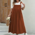 thumbnail image 1 of Elvqul Womens Trendy Dresses with Pockets Ruffle Max Gown Square Neck Plus Size Brown Solid for Ladies Sleeveless, 1 of 5