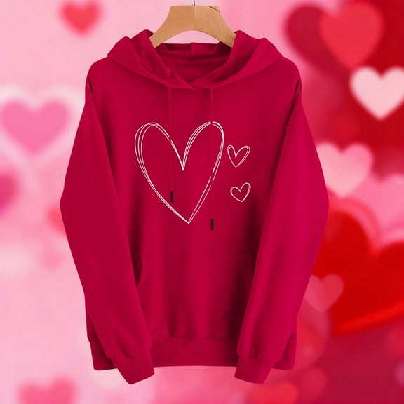 Elvqul Womens Valentines Sweatshirts Shirts Pullover Holiday Hoodies Casual Long Sleeve Graphic Sweatshirts for Women Oversized