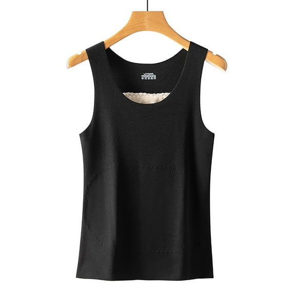 Elvqul Womens Winter Tops Sleeveless Shirts Thermal Undershirts Black Tank Tops Tops for Women Casual
