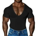 thumbnail image 1 of Vetsdori Workout T-Shirts for Men Black Fashion Pullover Slim V Neck Stylish Short Sleeve Gym Mens Shirts, 1 of 1