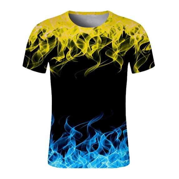 Vetsdori Yellow Shirts for Men Stylish Pullover Fashion Short Sleeve Gym Trendy Crew Neck Mens T-Shirts Patchwork