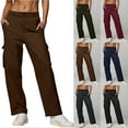 thumbnail image 1 of Elvqul with Pockets Pants for Women Dark Gray Cargo Trousers Casual Wide Leg High Waist Comfor Solid Womens Long Pants, 1 of 6