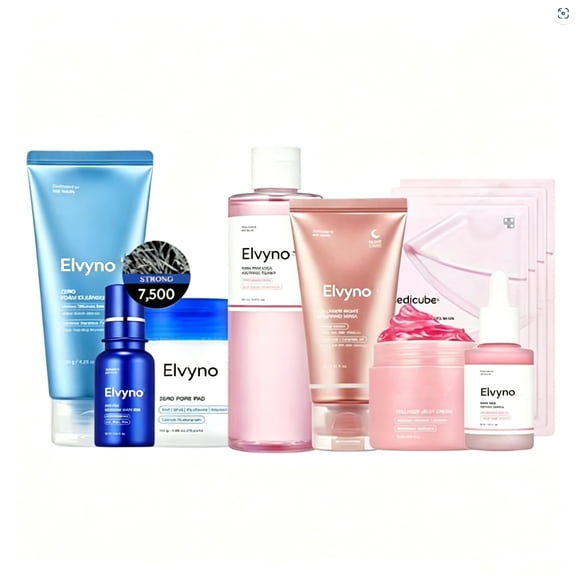 Elvyno Gentle Hydrating 7-Piece Facial Skin Care Gift Set, Full Daily Facial Routine Kit for Hydration & Soft Skin