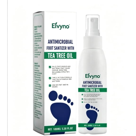 Elvyno Tea Tree Oil Foot Refreshing Spray, Daily Odor Control Mist for Feet & Footwear, 100ml