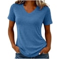 thumbnail image 1 of Elwylmiz Women's V Neck T Shirt Short Sleeve Basic Tee Tops Casual Soft Comfy Summer Fall Shirts, 1 of 5