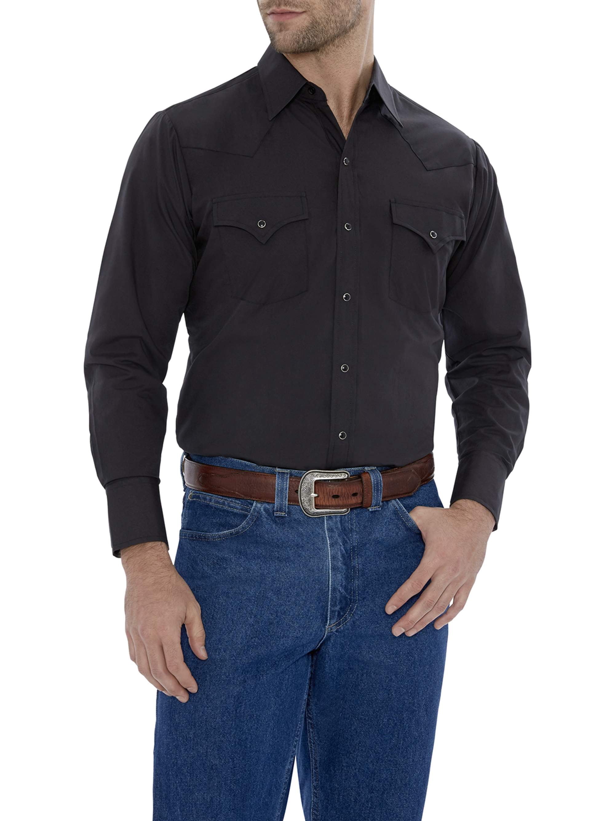 Ely Cattleman Big and Tall Long Sleeve Solid Western Shirt