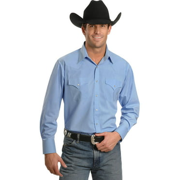 Ely Cattleman Men's Long Sleeve Solid Western Shirt - Walmart.com