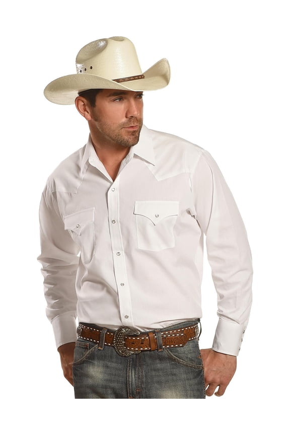 Big and Tall Long Sleeve Solid Western Shirt