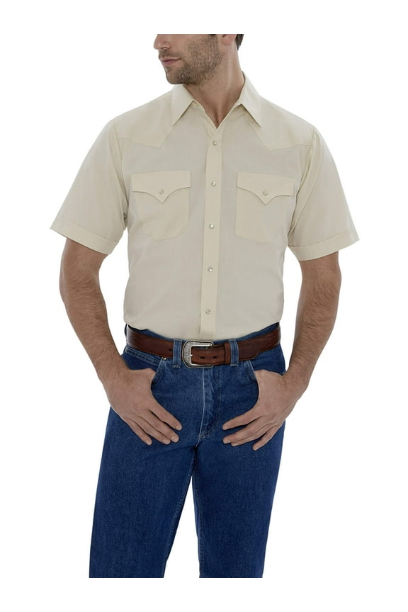 Big and Tall Short Sleeve Solid Western Shirt