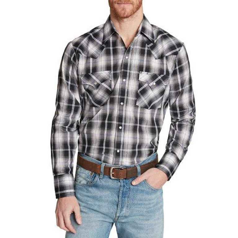 Ely Cattleman Men s Big and Tall Long Sleeve Western Plaid Shirt