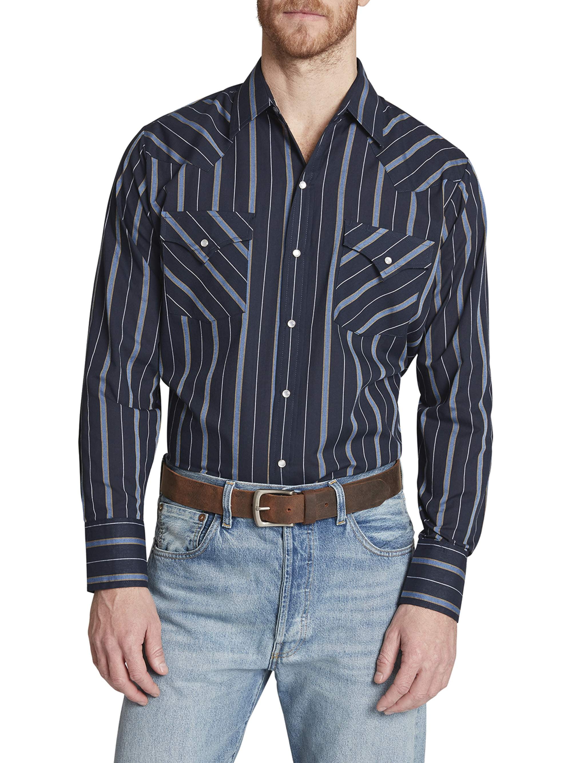 Ely Cattleman Men's Long Sleeve Western Stripe Shirt Tall Size