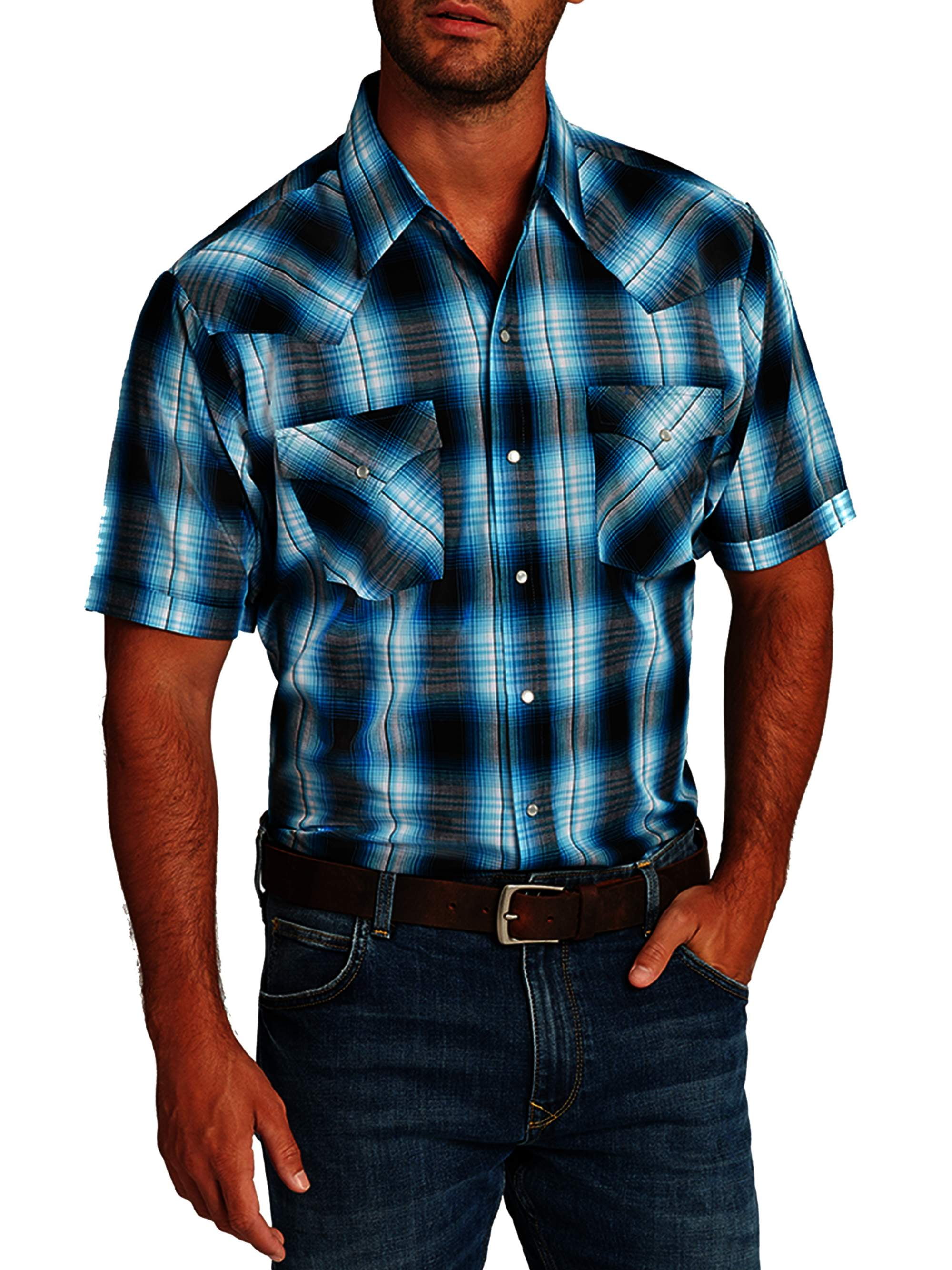 Ely Cattleman Men's Short Sleeve Plaid Western Shirt