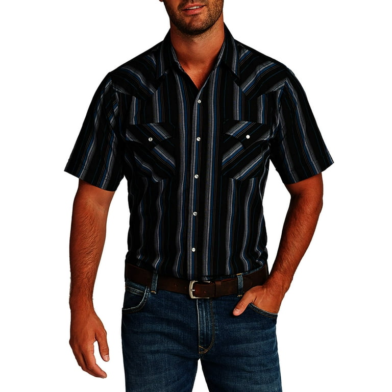 Ely Cattleman Men s Short Sleeve Stripe Western Shirt Walmart