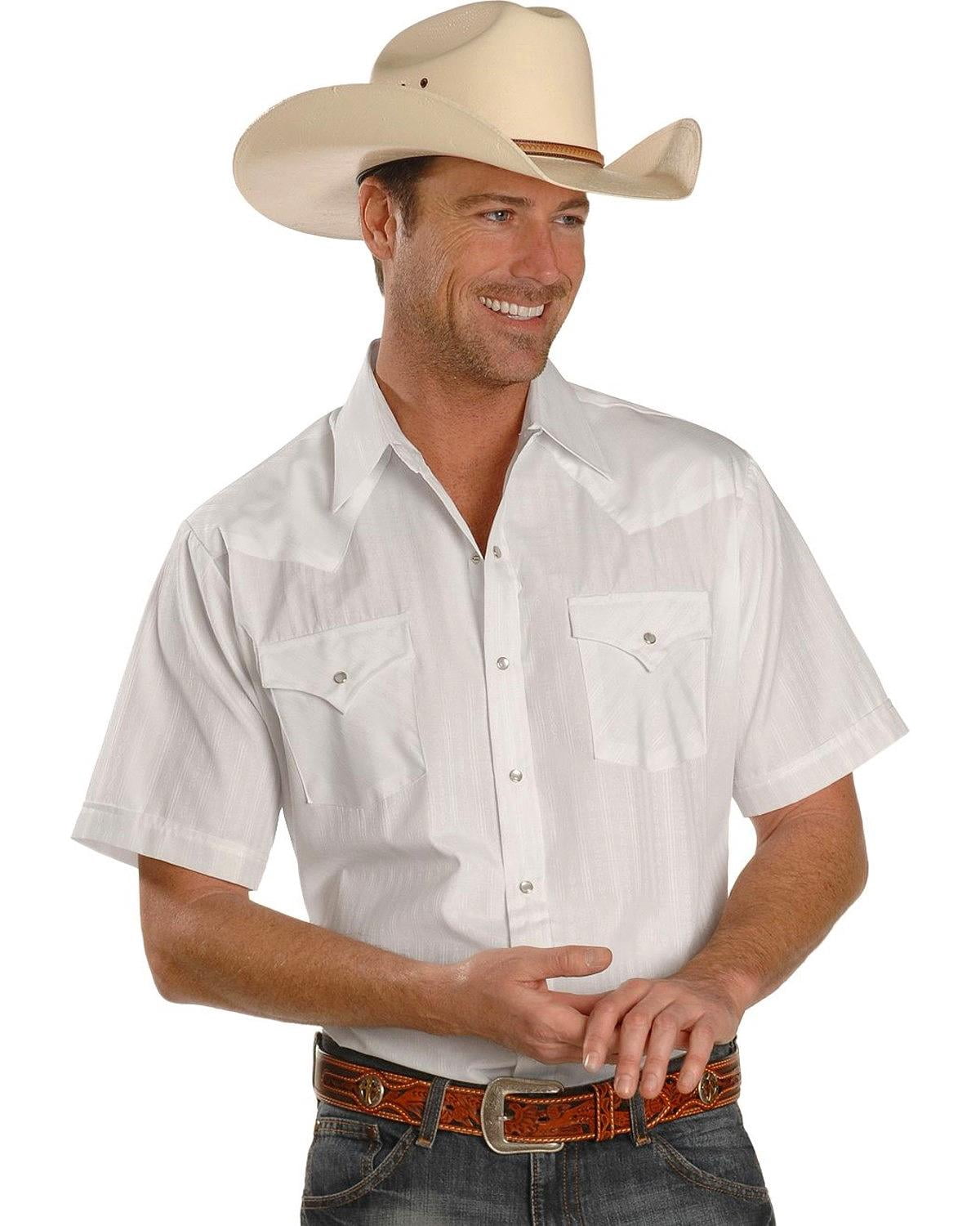 Ely Cattleman Mens short sleeve tone on tone western