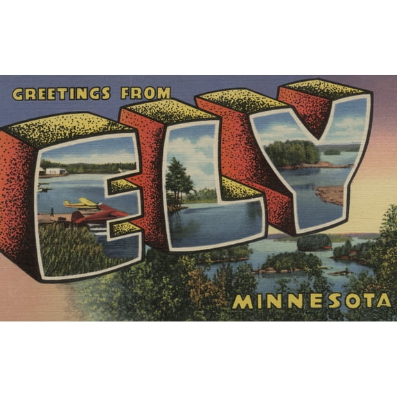 Ely, Minnesota, Large Letter Scenes (24x36 Giclee Gallery Art Print, Vivid Textured Wall Decor)