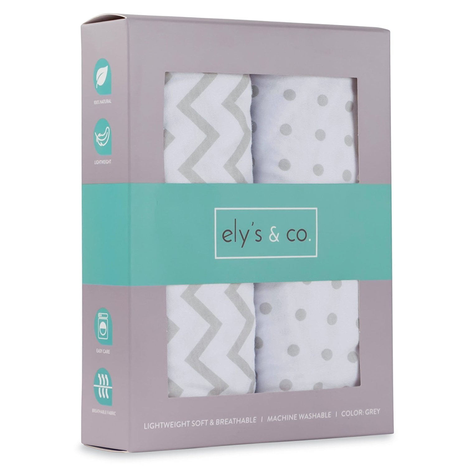 Ely's & Co. 100 Cotton Jersey Knit Sheets, Grey Chevron/Dots