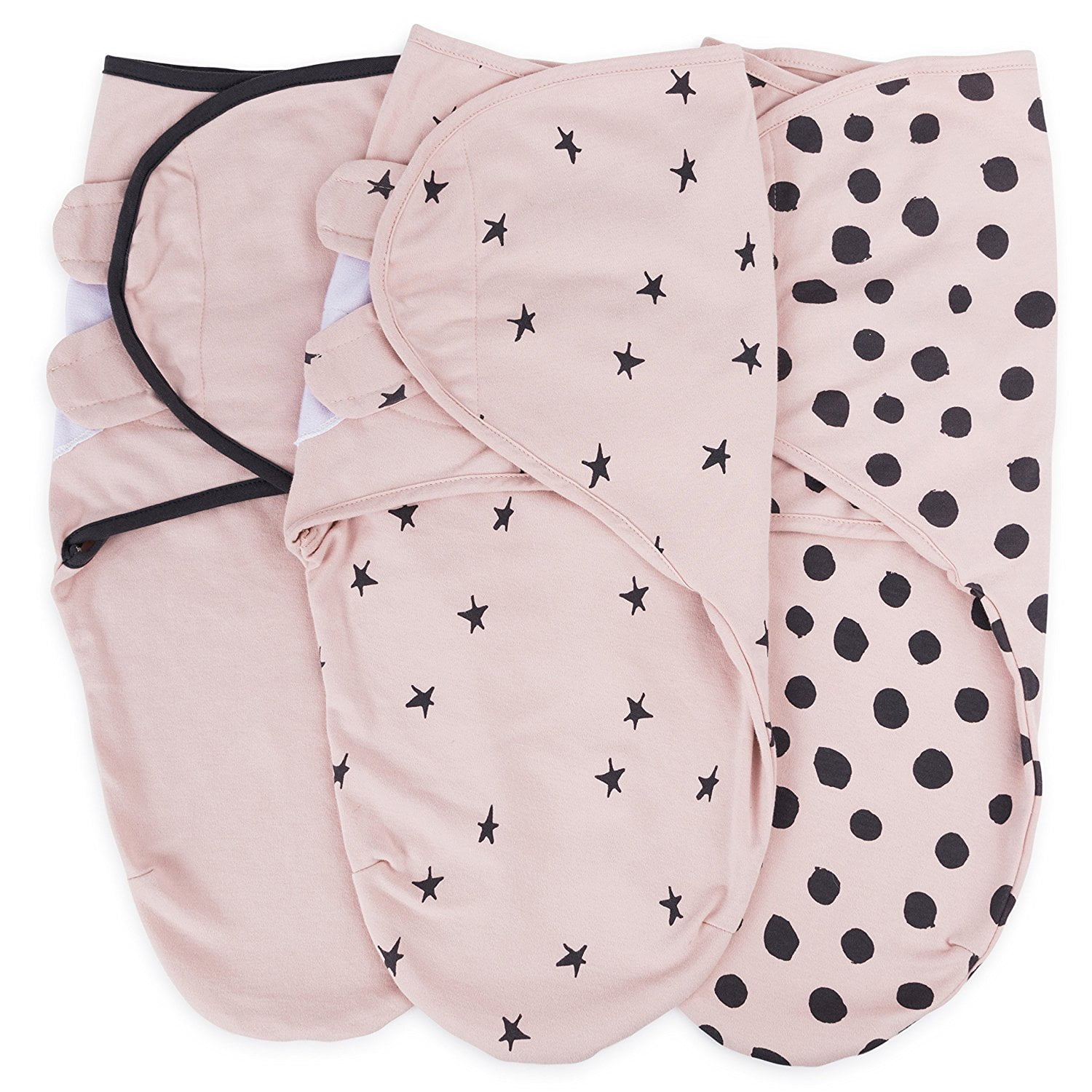 Adjustable Swaddle Blanket Infant Baby Wrap Set 3 Pack (0-3 Months, Blush Combo)