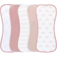 thumbnail image 1 of Ely's & Co. Hourglass Shape Fleece Burp Cloths 5-Piece Set - 100% Jersey Knit Cotton with Extra Absorbent Fleece Inner-Layer for Baby Girl (Pink Rainbow Combo), 1 of 4