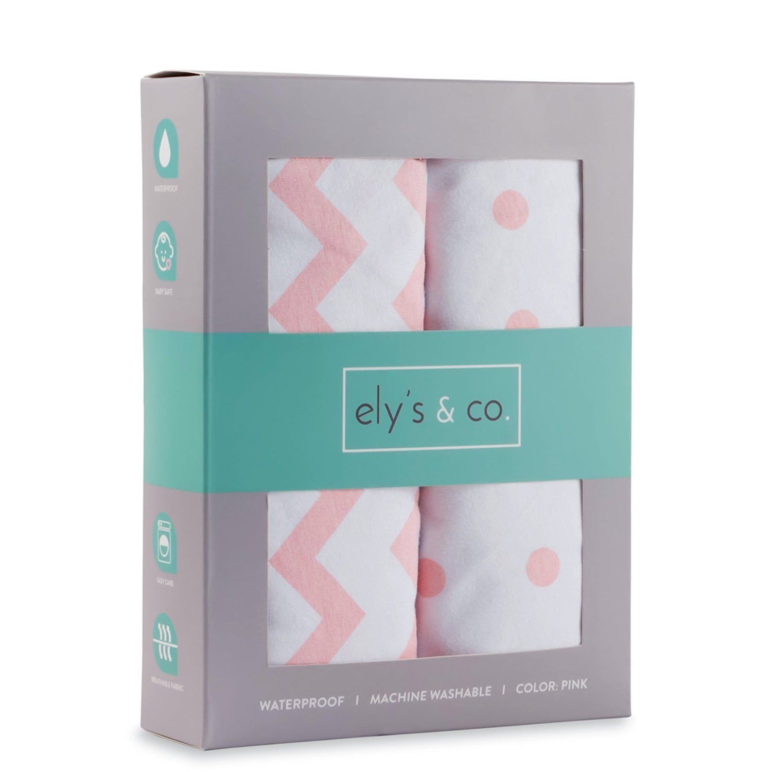 Ely's & Co. WaterProof Changing Pad Cover / Cradle Sheet 2 Pack Pink
