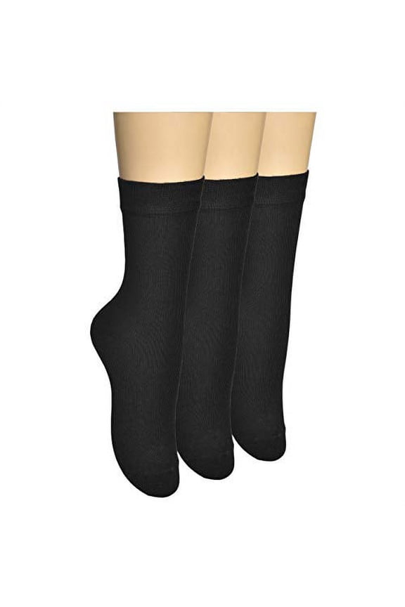, Women's Thin Bamboo Dress Socks, 3 Pair Casual Color Women Crew Socks, Comfort Seam