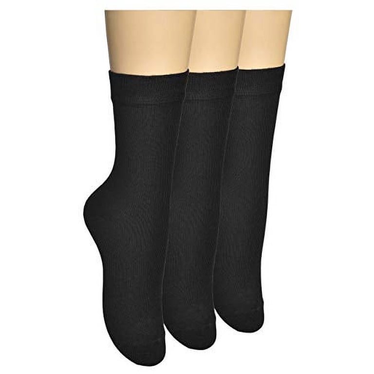Elyfer, Women's Thin Bamboo Dress Socks, 3 Pair Casual Color Women Crew Socks, Comfort Seam