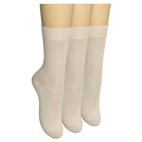 Elyfer, Women's Thin Bamboo Dress Socks, 3 Pair Casual Color Women Crew Socks, Comfort Seam