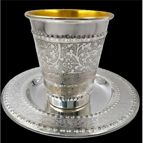 Elygant 59770 3.5 x 5.5 in. 925 SC Kiddush Cup Set Cup & Tray