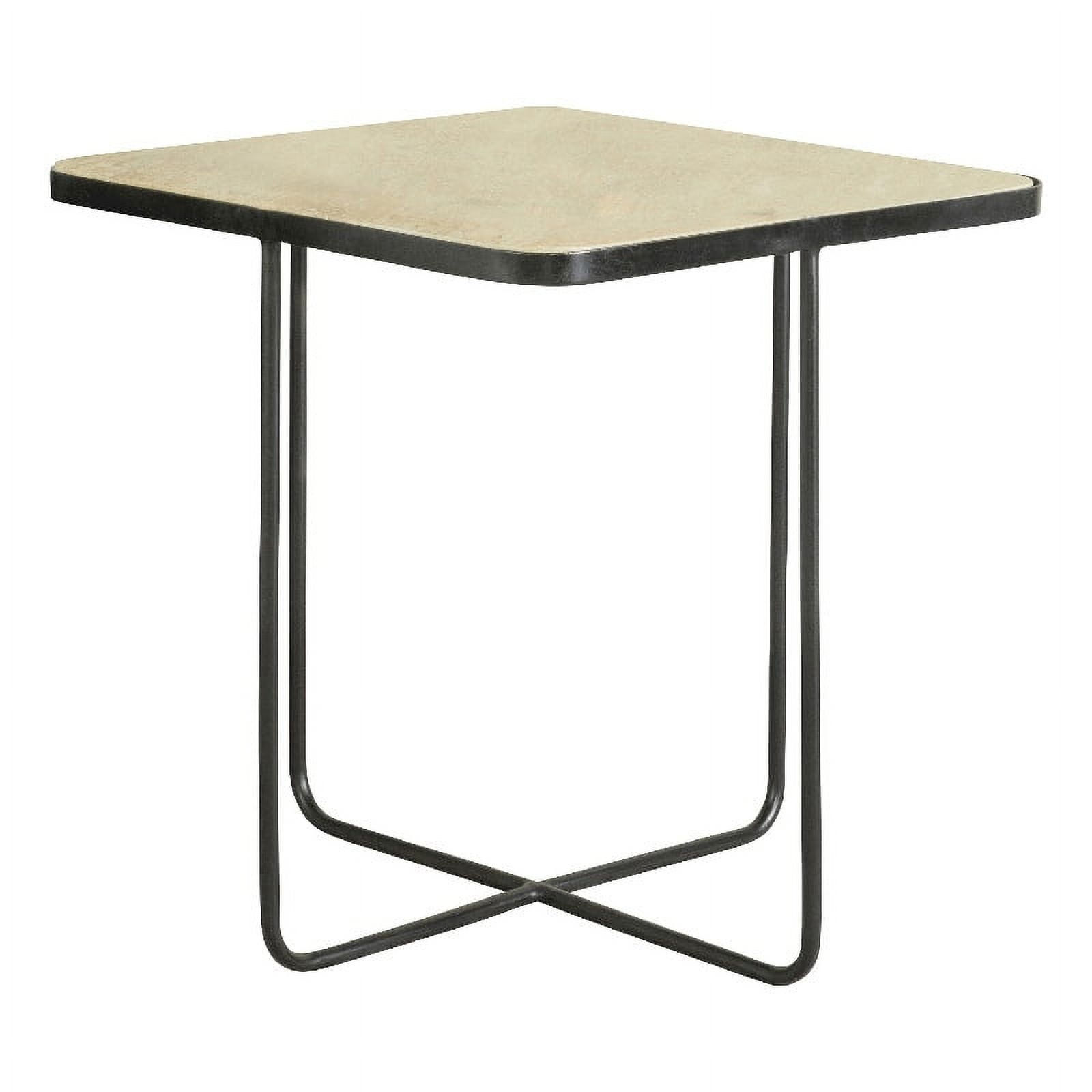 Elyna 24" Beige Travertine and Black Metal Square Accent Table
