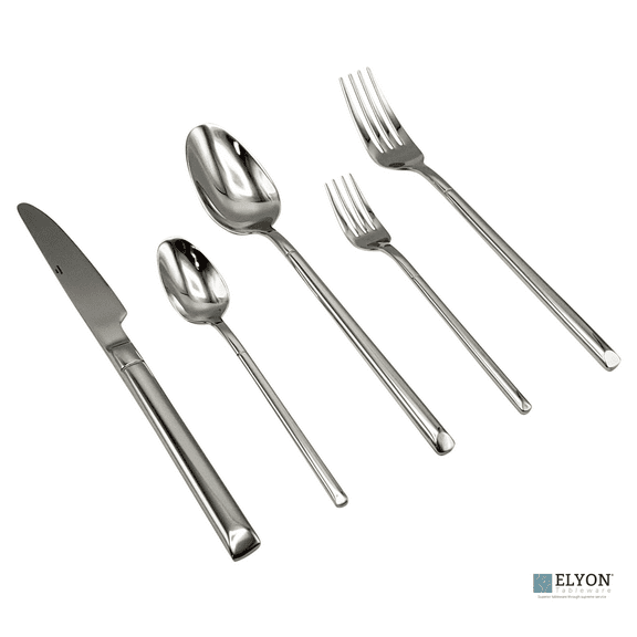 Elyon Fine 20-Piece Reflective Silver Flatware Set, Heavyweight Stainless Steel, Service For 4
