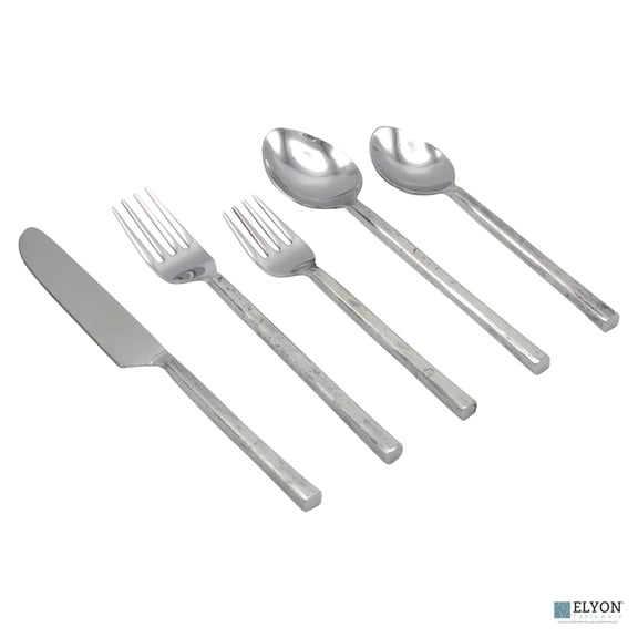 Elyon Rutland 20-Piece Reflective Hand-Forged Flatware Set, Stainless Steel, Service For 4