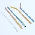 thumbnail image 1 of Elyon Tableware® 16-Piece 8.5" Metal Drinking Straws Set, Reflective Rainbow Colored, 6 Bent Straws, 6 Straight Straws, 3 Cleaning Brushes With a Travel Bag, Eco-Friendly Stainless Steel Straws, 1 of 2