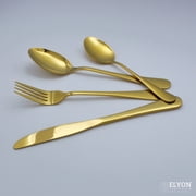 Elyon Tableware  16-Piece Reflective Gold Flatware Set, Stainless Steel, Service For 4