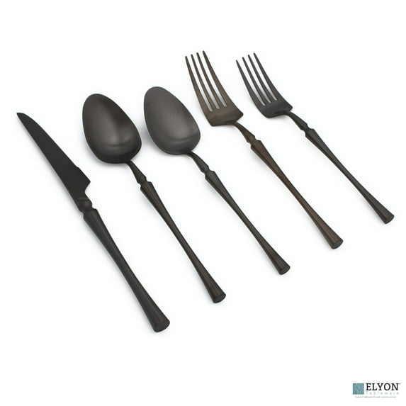 Elyon Tableware® Noelle 20-Piece Matte Black Flatware Set, Stainless Steel, Service For 4
