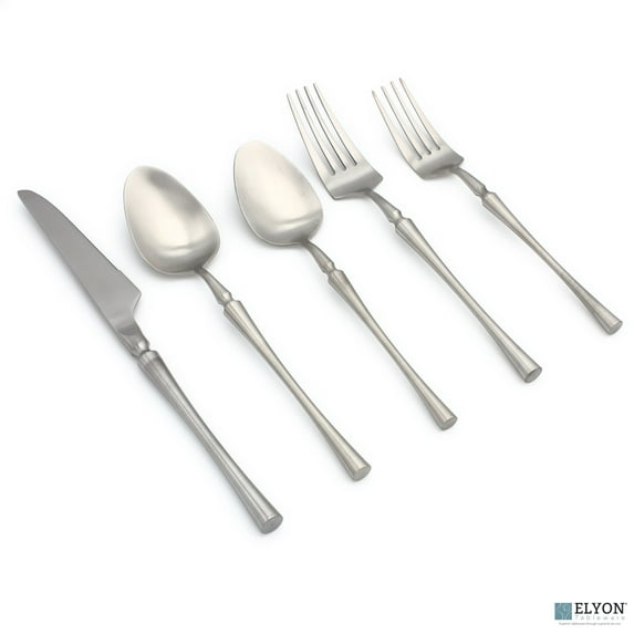 Elyon Tableware Elyon Noelle Matte Colored Stainless Steel Flatware Set 20 Pieces Silver