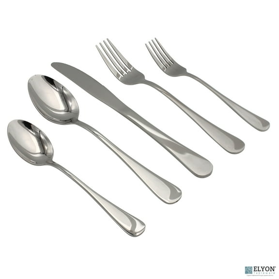 Elyon Tableware® 20-Piece Reflective Silver Flatware Set, Stainless Steel, Service For 4