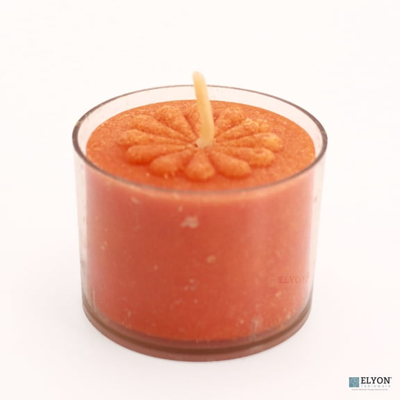 Elyon Tableware 36 Orange Scented Orange Colored Wax Deep Tealight Candles in Plastic Holder
